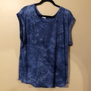 Blue Cloudy Pattern Short Sleeve Top
